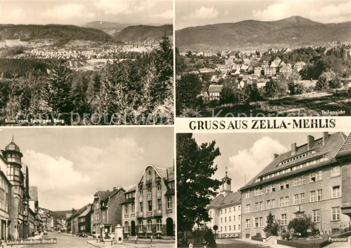 Zella-Mehlis Panorama Blick vom Spitzigen Berg Louis Anschuetz Strasse Postamt