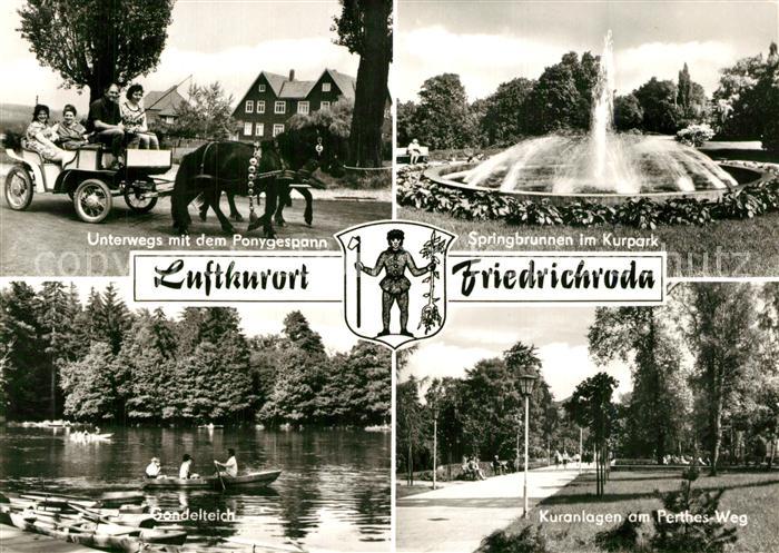 Friedrichroda Ponygespann Springbrunnen Kurpark Gondelteich Kuranlagen
