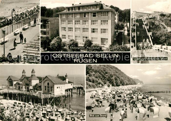 Sellin Ruegen Partie am Kurhaus Erholungsheim Freundschaft Treppe Fahrstuhl zum