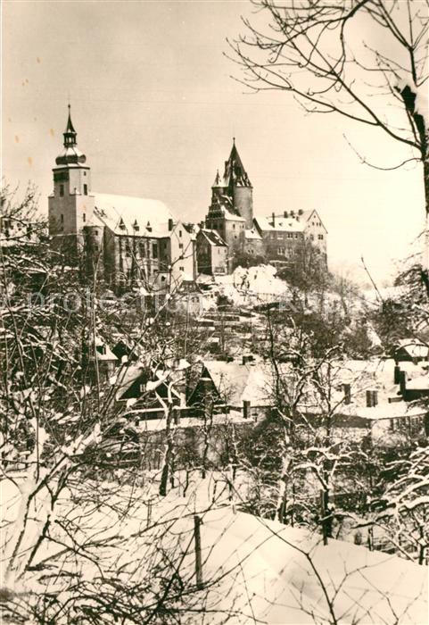 Schwarzenberg Erzgebirge Kirche und Schloss im Winter