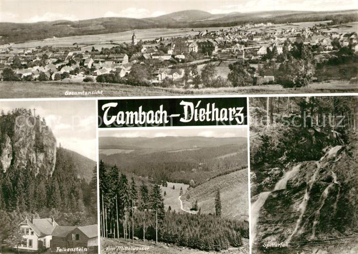 Tambach-Dietharz Gesamtansicht Falkenstein Felsen Landschaftspanorama Mittelwass