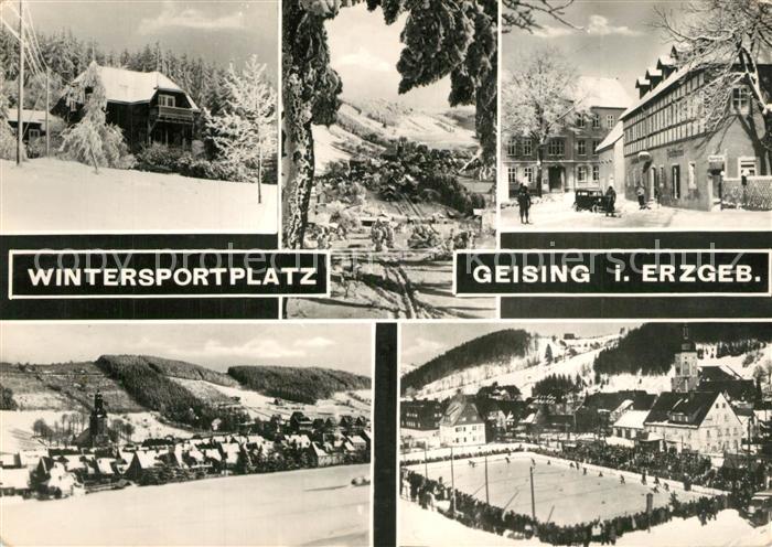 Geising Erzgebirge Teilansichten Wintersportplatz Eislaufbahn