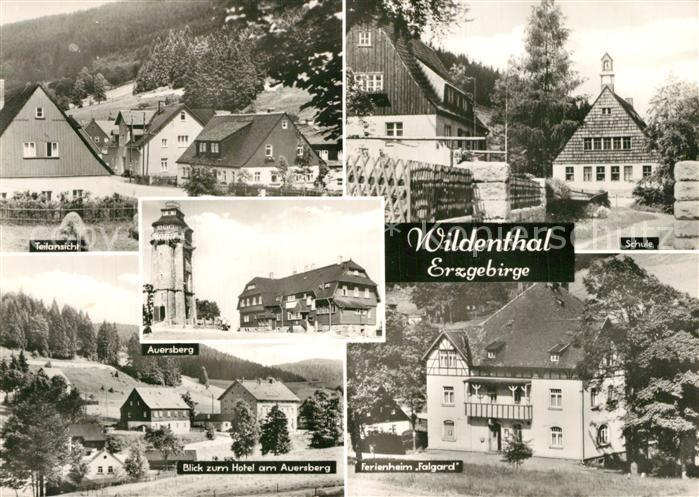 Wildenthal Eibenstock Teilansicht Schule Auersberg Aussichtsturm Hotel Ferienhei