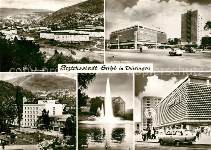 Suhl Thueringer Wald Gesamtansicht Centrum Warenhaus Hotel Kulturhaus Fontaene