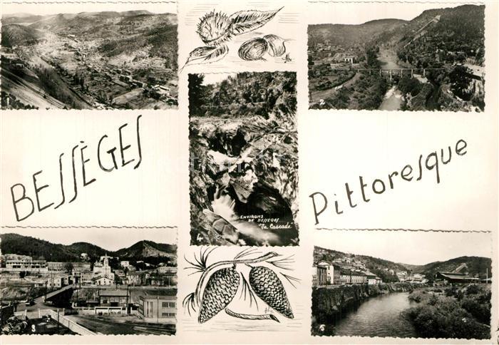 Besseges Vue generale La Ceze au Pont de Lalle Quartier de l’Eglise La Cascade L