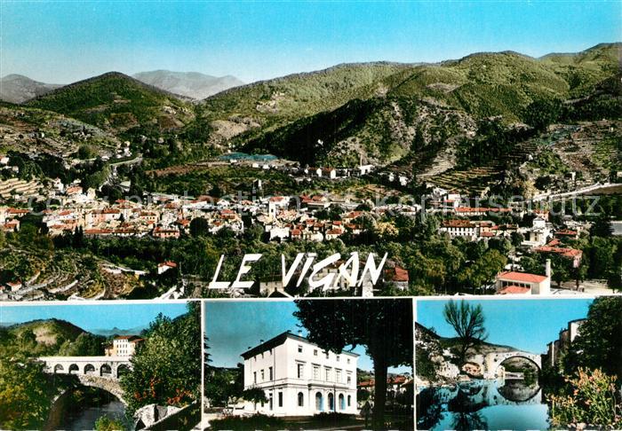 Le Vigan Gard Vue generale Pont de la Croix La Mairie Pont gothique sur l'Arre