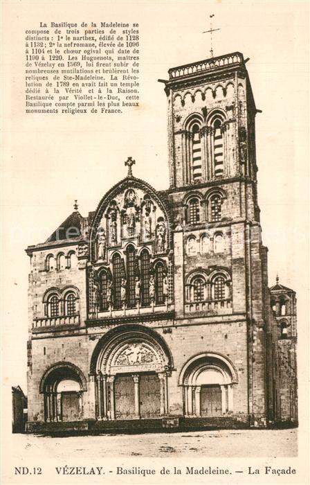 Vezelay Basilique de la Madeleine Facade