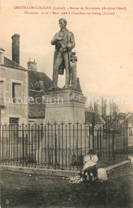 Chatillon-Coligny Statue de Bequerel Physicien 1788 a Chatillon sur Loing