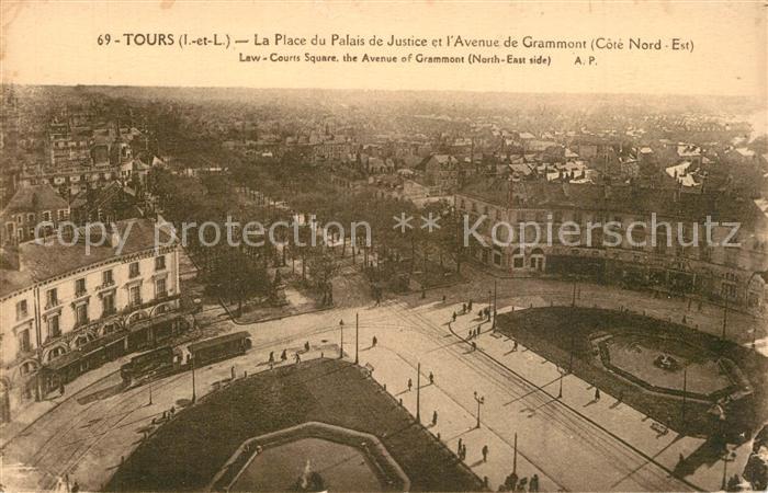 Tours Indre-et-Loire La Place du Palais de Justice et l’Avenue de Grammont
