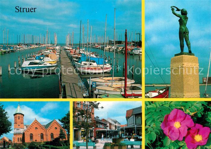 Struer Yachthafen Monument Kirche Dorfpartie