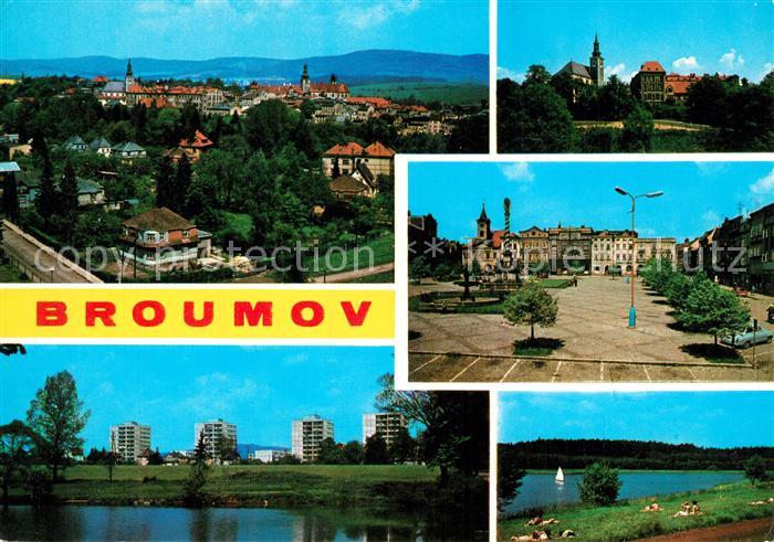 Broumov Braunau Boehmen Panorama Bytova vystavba Gymnasium Mirove namesti Rybnik