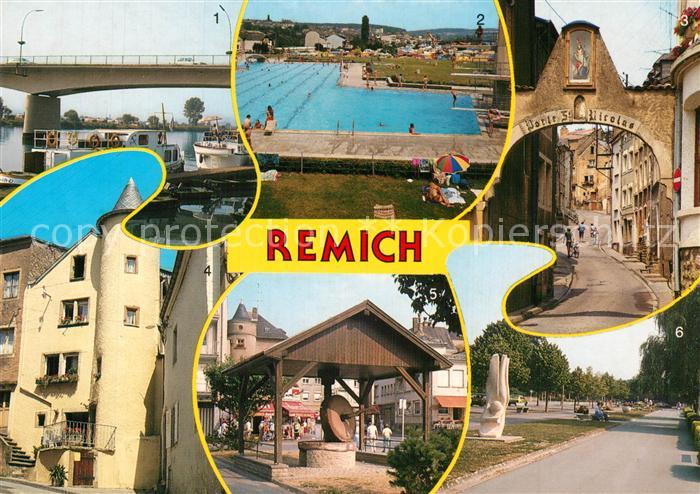 Remich La Moselle et le pont Piscines Porte Saint Nicolas Vieille tour Ancienne