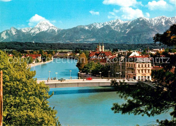 Villach Kaernten Draubruecke mit Mittagskogel