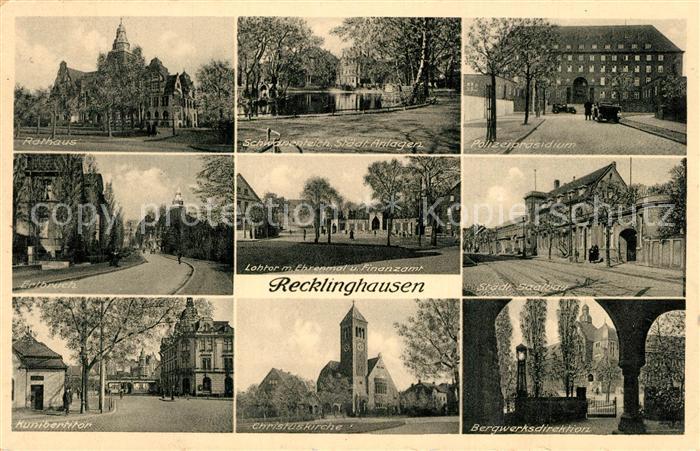 Recklinghausen Westfalen Rathaus Schwanenteich Polizeipraesidium Kunibertitor Ki