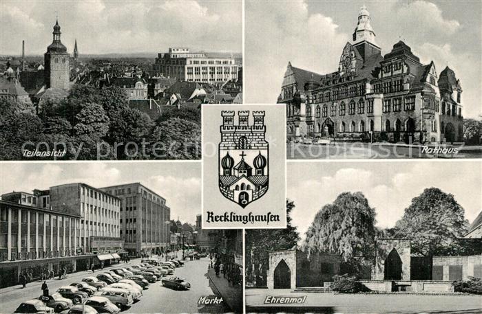 Recklinghausen Westfalen Panorama Rathaus Markt Ehrenmal