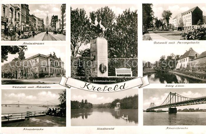 Krefeld Rheinstrasse Ostwall Westwall Museum Burg Husarendenkmal