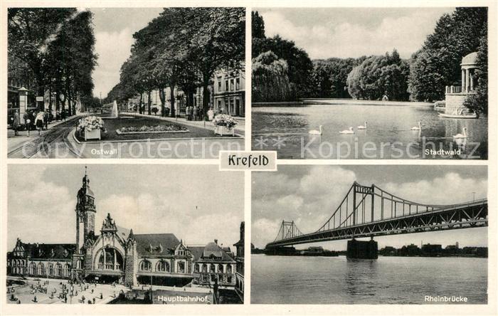 Krefeld Ostwall Stadtwald Hauptbahnhof Rheinbruecke