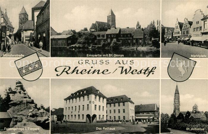 Rheine Muensterstrasse Marktplatz Sankt Dionys Felsengebirge Tierpark Rathaus