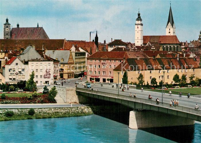 Ingolstadt Donau Kirchtuerme Donaubruecke