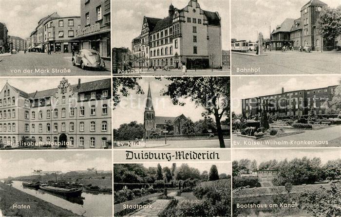 Meiderich Duisburg von der Mark Strasse Hospital Hafen Postamt Kirche Stadtpark