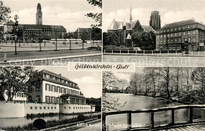 Buer Gelsenkirchen Rathaus Urbanuskirche Schloss Berge Partie im Stadtwald