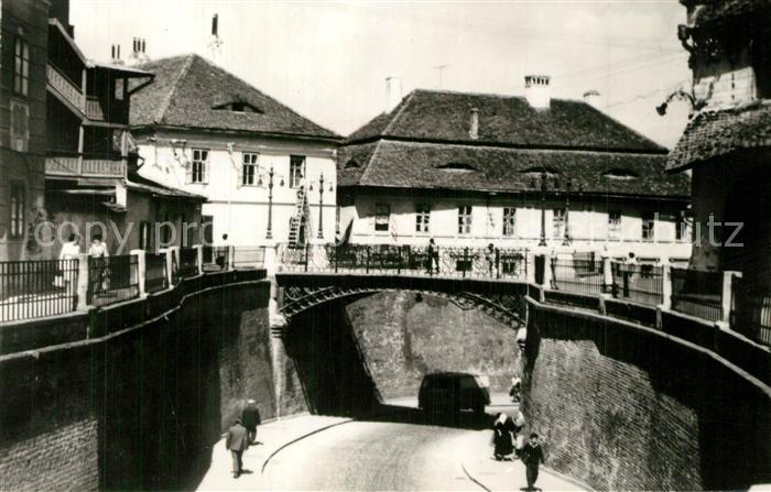 Sibiu Hermannstadt Strassenpartie Bruecke
