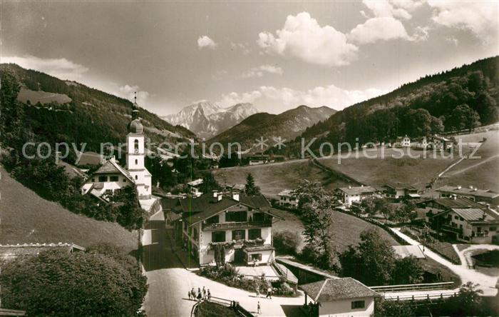 Ramsau Berchtesgaden Ortsansicht mit Kirche Alpenpanorama