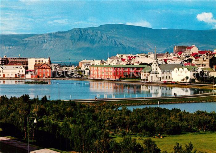 Reykjavík View of the lake and Mount Esja