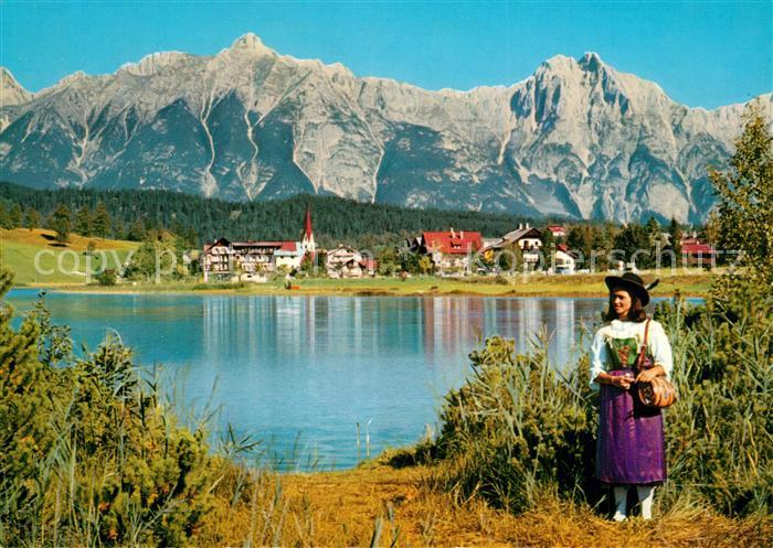 Seefeld Tirol Uferpartie am See Trachten Blick gegen Wettersteingebirge