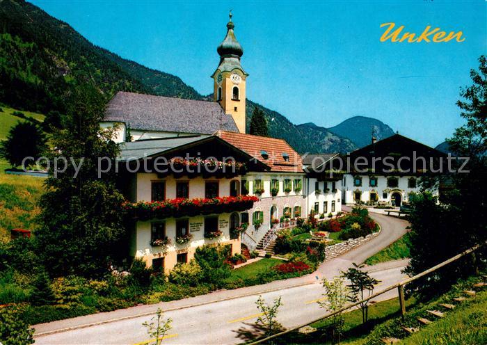 Unken Ortsmotiv mit Kirche Sommerfrische Saalachtal