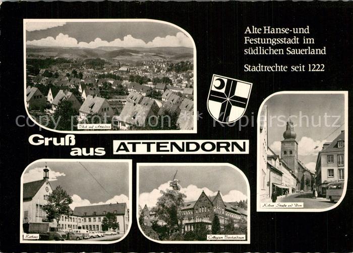 Attendorn Stadtpanorama Rathaus Collegium Bernhardinum Koelner Strasse Dom