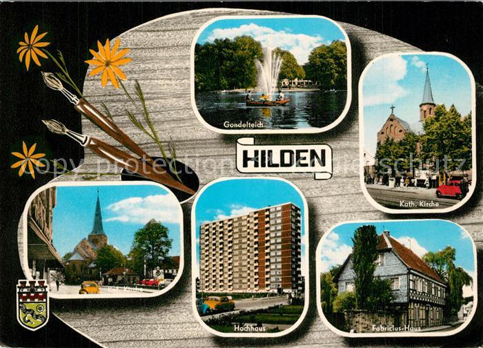 Hilden Mettmann Gondelteich Kirche Hochhaus Fabricius Haus