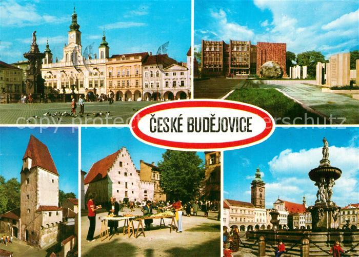Ceske Budejovice Rathaus Museum Denkmal Turm Salzhaus Marktplatz Brunnen
