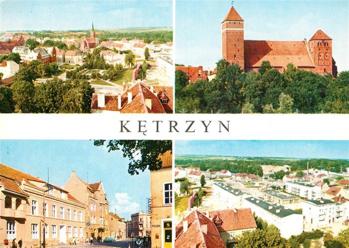 Ketrzyn Stadtpanorama Gotische Kirche Strassenpartie