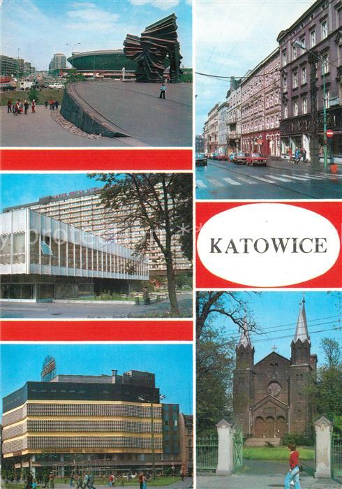 Katowice Denkmal Sporthalle Strassenpartie Innenstadt Palast Kaufhaus Kirche