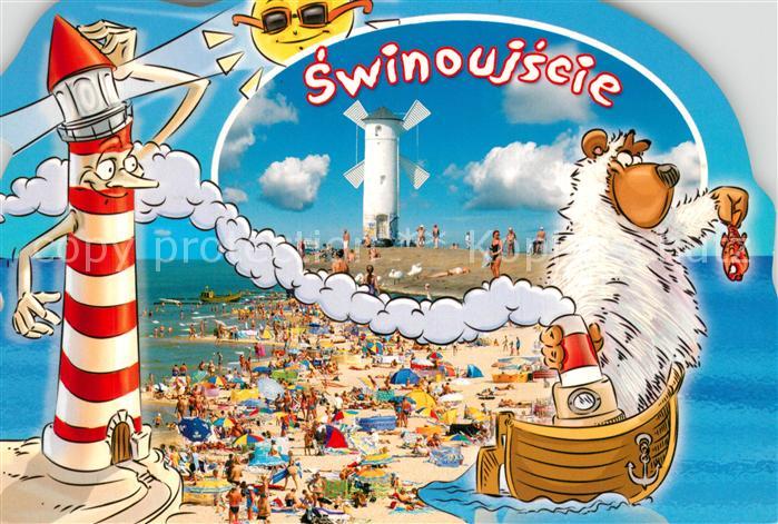 Swinoujscie Swinemuende Windmuehle Strand Leuchtturm Karikaturen