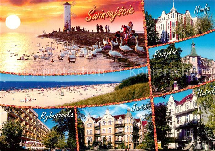 Swinoujscie Swinemuende Strand Windmuehle Sonnenuntergang Hotels