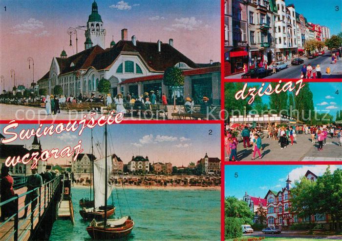 Swinoujscie Swinemuende Seepromenade Strassenpartie Strand Seebruecke