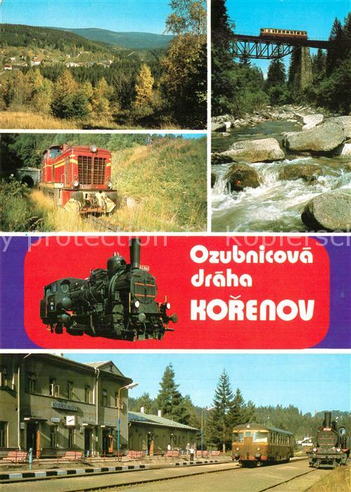 Korenov Diesellokomotive Bahnhof Eisenbahnbruecke Landschaftspanorama