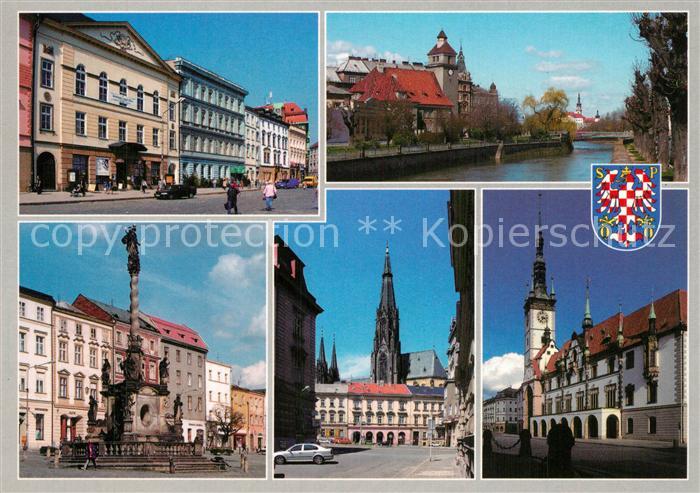 Olomouc Stadtzentrum Dreifaltigkeitssaeule Innenstadt Kirche Rathaus Partie am F