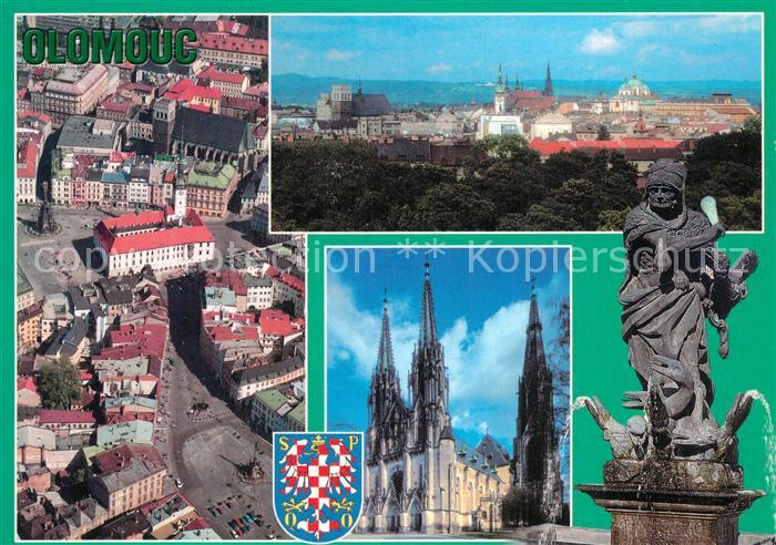 Olomouc Stadtpanorama Kirche Brunnenstatue Zentrum Fliegeraufnahme