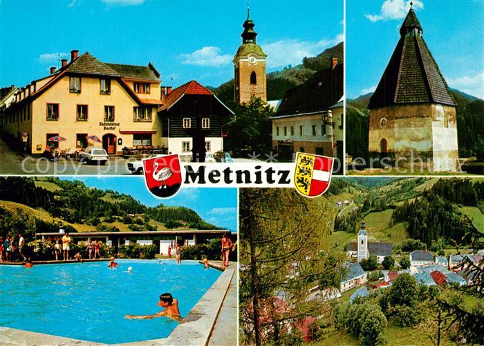 Metnitz Ortsmotiv Gaststaette Kirche Kapelle Freibad