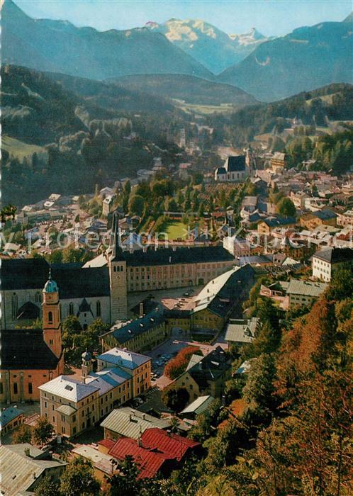 Berchtesgaden Blick von Lockstein auf Schlossplatz Kurpark und Steinernes Meer