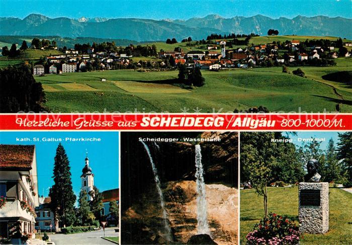 Scheidegg Allgaeu Panorama Kath St Gallus Kirche Scheidegger Wasserfaelle Kneipp
