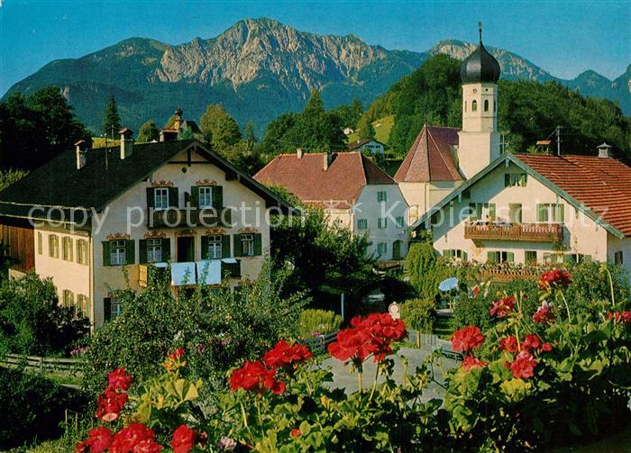 Kochel See mit Kirche und Herzogstand