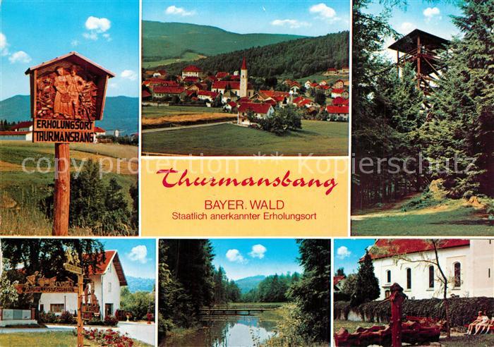 Thurmansbang Hinweistafel Panorama Aussichtsturm Gasthof See Kirche