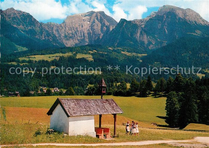 Schoenau Berchtesgaden Feldkapelle mit Kehlstein Hohem Goell und Brett