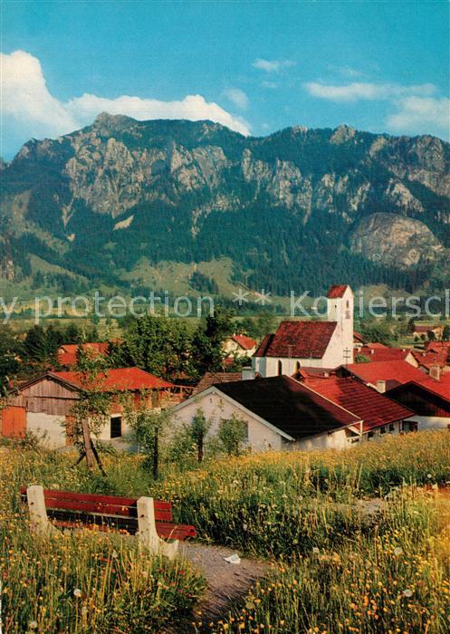 Schwangau mit Kirche St Georg und Branderschrofen