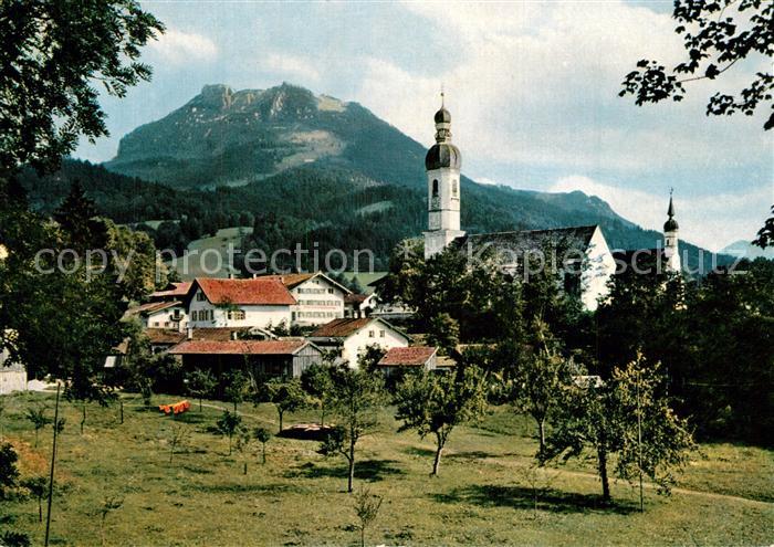 Elbach Miesbach mit Kirche und Breitenstein