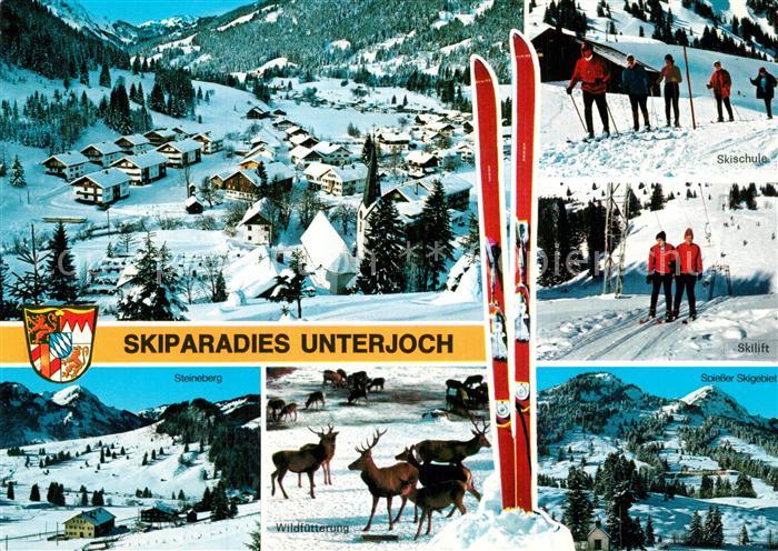 Unterjoch Panorama Steineberg Wildfuetterung Skilift Spiesser Skigebiet